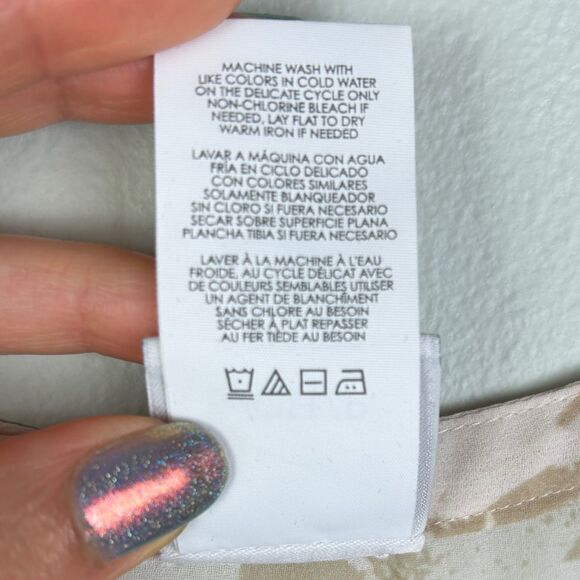 Cabi Couplet Blouse Flowy Chiffon Sheer Long Sleeve Top w/ Cami Beige Cream S - Picture 15 of 15